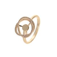 Brass Pad Ring Base plated Adjustable & for woman & with rhinestone Sold By PC