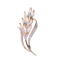 Crystal Brooch Zinc Alloy with Crystal Flower gold color plated for woman & with rhinestone Champagne nickel lead & cadmium free Sold By PC