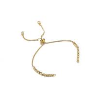 Brass Bracelet Chain gold color plated Adjustable & micro pave cubic zirconia & for woman 125mm Sold By PC