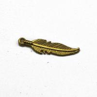 Zinc Alloy Feather Pendants gold color plated vintage & Unisex golden yellow nickel lead & cadmium free Sold By PC