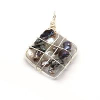 Freshwater Pearl Pendants Resin with Freshwater Pearl & Brass Rhombus silver color plated Unisex mixed colors Sold By PC