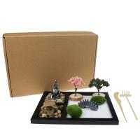 Keskitiheys Puukuitulevy Zen hiekkalaatikko koriste, puoli käsintehty, kotiin ja toimistoon, 215x175x15mm, Myymät PC