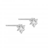 925 Sterling Silver Stud Earrings plated for woman & with rhinestone 4.50mm Sold By Pair