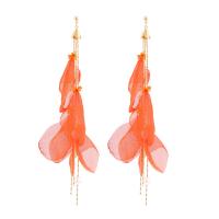 Chiffon Drop Earring, met Seedbead & messing ketting & Plastic Pearl, mode sieraden & voor vrouw, meer kleuren voor de keuze, 170x40mm, Verkocht door pair