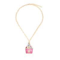 Zinc Alloy Jewelry Necklace with 1.97inch extender chain Ice Cream fashion jewelry & for woman & enamel & with rhinestone golden nickel lead & cadmium free Length Approx 16.54 Inch Sold By PC