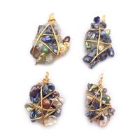 Resin Pendant with Freshwater Pearl & Brass irregular gold color plated Unisex mixed colors 21x43- Sold By PC