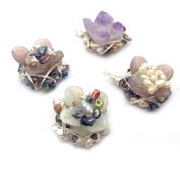 Resin Pendant with Freshwater Pearl & Amethyst & Brass Flower silver color plated Unisex Sold By PC