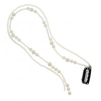 Hair Clip Findings Plastic Pearl with Zinc Alloy plated Double Layer & for woman white Length 17.72 Inch Sold By PC