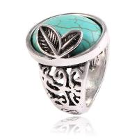Turquoise Finger Ring Zinc Alloy with turquoise antique silver color plated fashion jewelry & for woman nickel lead & cadmium free Sold By PC