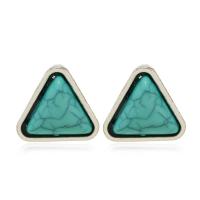 Turquoise Earring Zinc Alloy with turquoise Triangle antique silver color plated fashion jewelry & for woman nickel lead & cadmium free Sold By Pair