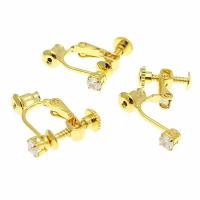 Stainless Steel Clip On Earring Finding 304 Stainless Steel Galvanic plating fashion jewelry & DIY & micro pave cubic zirconia golden Sold By PC