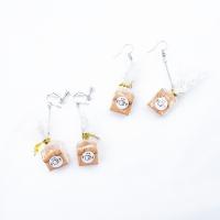Resin Earring with Zinc Alloy Bread for woman khaki Sold By Pair
