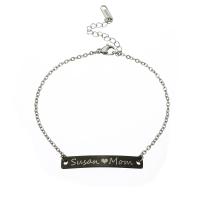 304 Stainless Steel Bracelet with 1.97inch extender chain Vacuum Ion Plating Each custom text must be less than 10 letters & fashion jewelry & for woman Length Approx 6.89 Inch Sold By PC