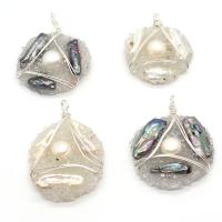Freshwater Pearl Pendants Resin with Freshwater Pearl & Brass irregular silver color plated Unisex 30x40- Sold By PC