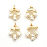 Freshwater Pearl Pendants Resin with Freshwater Pearl & Brass irregular gold color plated Unisex white 24x28- Sold By PC
