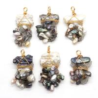 Freshwater Pearl Pendants Resin with Freshwater Pearl & Brass irregular gold color plated Unisex 22x35- Sold By PC