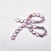 Cultured Button Freshwater Pearl Beads Flat Round DIY purple 12-13mm Approx 30- Sold By Strand
