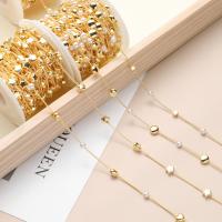 Brass Ball Chain with Plastic Pearl gold color plated DIY nickel lead & cadmium free Sold By Spool
