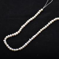 Přírodní sladkovodní perly perlí, Sladkovodní Pearl, Kolo, DIY, bílý, 5-6mm, Prodáno za Cca 14.96 inch Strand
