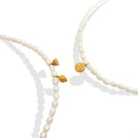 Natural Freshwater Pearl Necklace with Titanium Steel with 5cm extender chain gold color plated fashion jewelry & for woman 7-9mm Length 40 cm Sold By PC