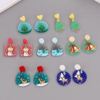 Acrylic Jewelry Earring with Zinc Alloy Christmas Design & fashion jewelry & for woman Sold By Pair