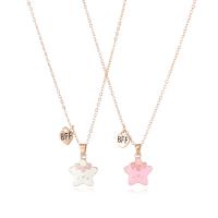 Zinc Alloy Jewelry Necklace with 5.5cm extender chain Star real gold plated 2 pieces & fashion jewelry & for woman & enamel multi-colored Length 40.5 cm Sold By Set