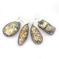 Natural Abalone Shell Pendants with Rhinestone Clay Pave Unisex Sold By PC