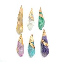 Quartz Gemstone Pendants with Brass irregular gold color plated Unisex 8x33- Sold By PC