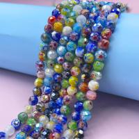 Millefiori Scheibe Lampwork Perlen, rund, DIY, gemischte Farben, 8mm, ca. 48PCs/Strang, verkauft von Strang