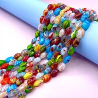 Raffinierte Lampwork-Beads, Lampwork, Trommel, poliert, DIY, gemischte Farben, 10x16mm, ca. 25PCs/Strang, verkauft von Strang