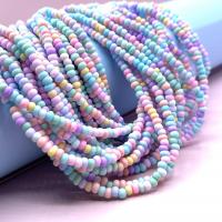 Blandet Glass Seed Beads, Seedbead, Flad Rund, du kan DIY, blandede farver, 4mm, Hole:Ca. 1.6mm, 100pc'er/Strand, Solgt af Strand