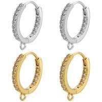 Brass Huggie Hoop Earring Finding plated micro pave cubic zirconia & for woman Sold By Pair