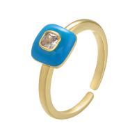 Cubic Zircon Brass Finger Ring gold color plated Adjustable & micro pave cubic zirconia & for woman & enamel 20mm Sold By PC
