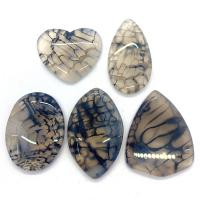 Agate Jewelry Pendants Dragon Veins Agate random style & 5 pieces grey 35x45- Sold By Set