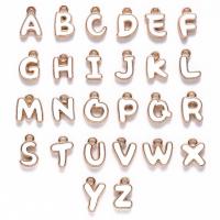 Sinkkiseos Alphabet riipukset, Aakkoset - Kirjain, kullan väri kullattu, kaksipuolinen emali & tee-se-itse, enemmän värejä valinta, nikkeli, lyijy ja kadmium vapaa, 11-13mm,6.5-11.5mm,2mm, Reikä:N. 1.5mm, 26PC/laukku, Myymät laukku