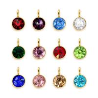 Rhinestone Pendant 304 Stainless Steel with Glass Rhinestone Vacuum Ion Plating DIY Sold By PC