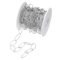 Stainless Steel Oval Chain 304 Stainless Steel DIY original color 10mm Sold By Spool