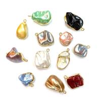 Shell Pendants with Brass irregular gold color plated dyed & DIY - Sold By PC