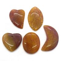 Dragon Veins Agate Pendant random style & 5 pieces & DIY yellow 35x45- Sold By Set