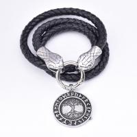 PU Leather Cord Necklace with 316 Stainless Steel Snake fashion jewelry & for man & blacken black Sold By PC