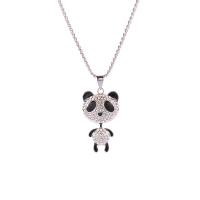Zinc Alloy Sweater Chain Necklace 304 Stainless Steel Chain with zinc alloy pendant Panda for man & with rhinestone white and black Length Approx 27.56 Inch Sold By PC