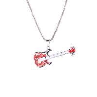 Zinc Alloy Sweater Chain Necklace 304 Stainless Steel Chain with zinc alloy pendant Guitar plated for man & enamel Length Approx 27.56 Inch Sold By PC