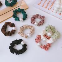 Hair Scrunchies Cloth with Plastic Pearl handmade for woman 75mm Sold By PC