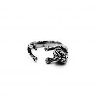 316 Stainless Steel Cuff Finger Ring Dog vintage & Unisex & blacken Sold By PC