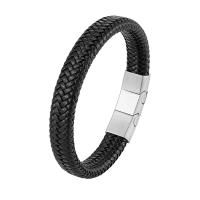 Leather Cord Bracelet with 316L Stainless Steel fashion jewelry & for man 20mm Length Approx 21 cm Sold By PC