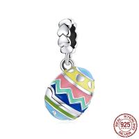 Cubic Zirconia Micro Pave 925 Sterling Silver Pendant Oval oxidation micro pave cubic zirconia & enamel multi-colored Approx 4.5mm Sold By PC