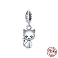 Cubic Zirconia Micro Pave 925 Sterling Silver Pendant Cat oxidation micro pave cubic zirconia platinum color Approx 4.5mm Sold By PC