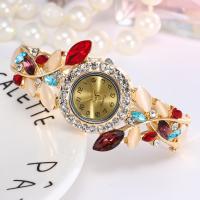Bangle Horloge, Zinc Alloy, met Cats Eye & Glas, mode sieraden & voor vrouw & met strass, meer kleuren voor de keuze, Binnendiameter:Ca 320mm, Verkocht door PC