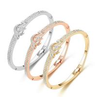 Zinc Alloy Bangle plated fashion jewelry & for woman & with rhinestone nickel lead & cadmium free Inner Approx 60mm Sold By PC