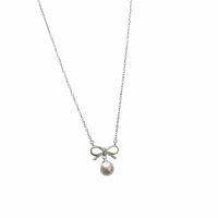 925 Sterling Silver Pearl Necklace, with Freshwater Pearl, fashion jewelry & for woman, Length:Approx 17.7 Inch, Sold By PC